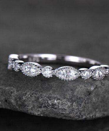 Sterling silver ring for women/Cubic Zirconia wedding band/CZ wedding ring/stackable ring/Matching band/Xmas gift/Can custom set stone QTY