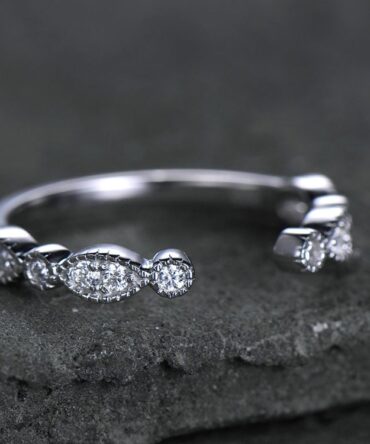 Sterling silver ring for women/Cubic Zirconia wedding band/CZ wedding ring/stackable ring/Matching band/Xmas gift/Can custom design gap