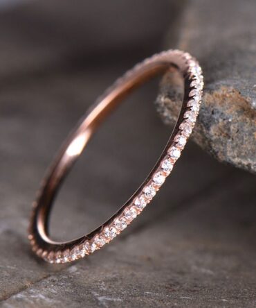 Eternity Diamond wedding band/Moissanite wedding band/Sterling silver ring/Minimalist band/THIN Matching band/Rose gold plated