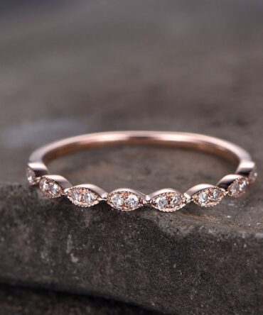 Sterling silver ring for women/Cubic Zirconia wedding band/CZ wedding ring/stackable ring/Matching band/Xmas gift/Rose gold plated