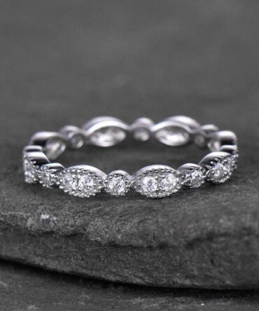 Sterling Silver Ring For Women Cubic Zirconia Wedding Band CZ Wedding Ring Stackable Ring Matching Band Xmas Gift White gold Plated
