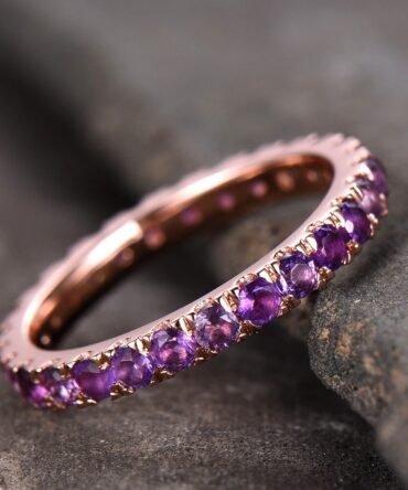 Amethyst Ring Amethyst Wedding Ring Full Eternity Band February Birthstone Ring Stacking Ring Sterling Silver Rose Gold Plated Anniversary