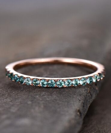Eternity Band Alexandrite Ring Aniversary Ring Sterling Silver Matching Band Stacking Ring June Birthstone Rose Gold Plate Wedding Band