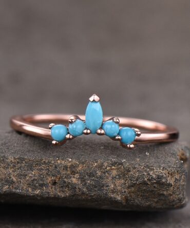 Turquoise Ring Turquoise Wedding Band 925 Sterling Silver Curve Stacking Ring Matching Band Anniversary Gift