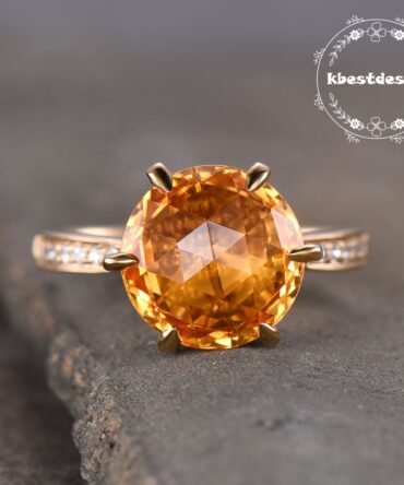 Natural Citrine Ring,Citrine Statement Ring,November Birthstone Ring,Cocktail Ring,Stacking Ring,Round Gemstone Ring,Sterling Silver