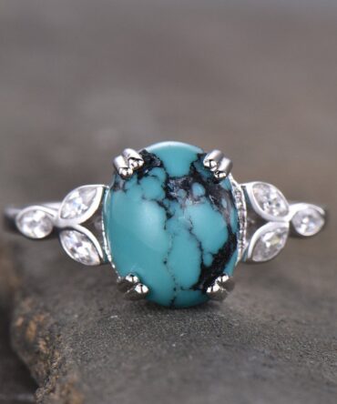 Turquoise Ring,Sterling Silver Ring,Big Turquoise Engagement Ring,Anniversary Gift For Her,December Birthstone Ring,Promise Ring