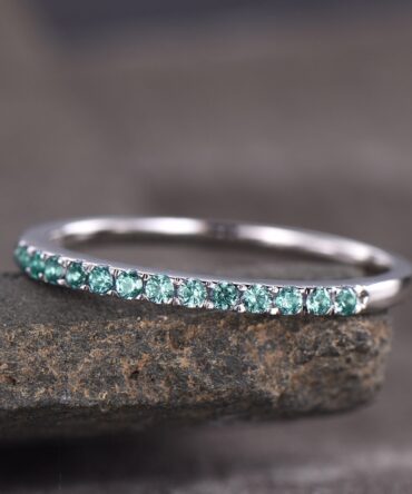 Alexandrite Ring Alexandrite Wedding Band Aniversary Ring Sterling Silver Eternity Band Stacking Ring White Gold Plated