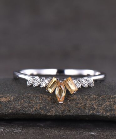 Citrine Ring, Dainty Ring, Stacking Rings, Sterling Silver Rings, Art deco Style, Anniversary Gift, Delicate Ring