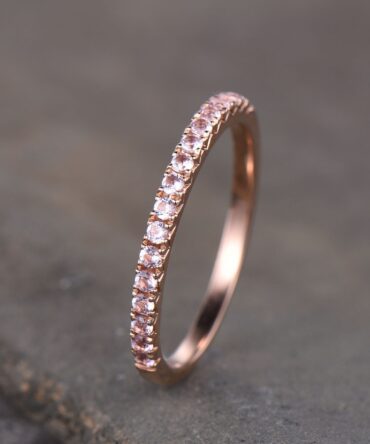 Eternity Band, Morganite Stacking Ring, Minimalist Ring, Rose Gold Ring, Morganite Band, Gifts for Her, Anniversary Ring