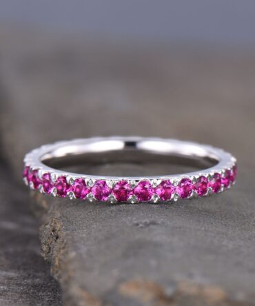 Ruby Ring Ruby Eternity Ring Ruby Silver Ring July Birthstone Ring Stacking Ruby Ring Gemstone Band Anniversary Gift Everyday Ring Gold Ring