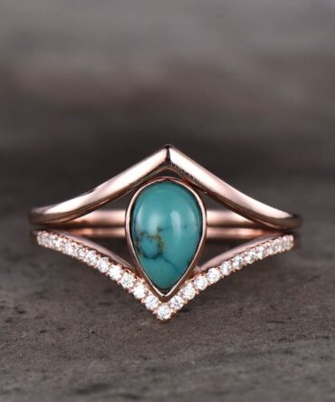 Turquoise Ring, Rose Gold Turquoise Ring, Dainty Ring, Turquoise Engagement Ring, Stacking Ring, December Birthstone Ring, Promise Ring