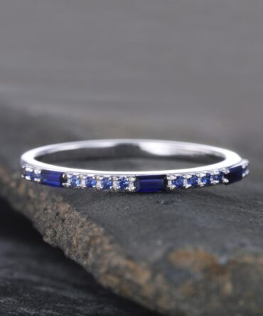 Half Eternity Sapphire Wedding Ring Blue Sapphire Wedding Band Silver Sapphire Ring September Birthstone Gemstone Band Gift for Her
