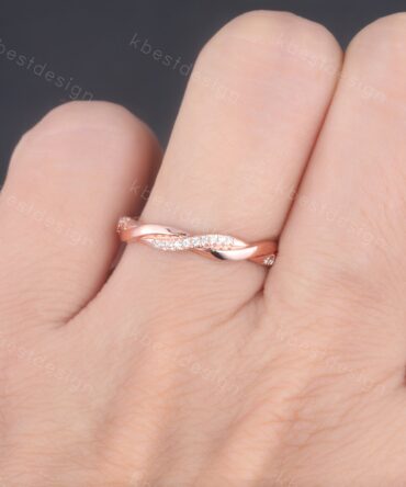 Rose Gold Twist Eternity Ring Infinity CZ Wedding Band Stacking Ring Twist Wedding Ring Minimalist Ring Bridal Handmade Ring Gift for her