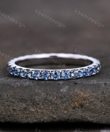 Eternity Band/2MM Full Eternity Alexandrite Wedding Ring/925 Sterling Silver Ring/Alexandrite Ring/Pave Wedding Ring/Stacking Ring