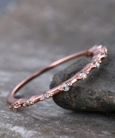 Dainty Salt and Pepper Diamond Ring Delicate Rose Gold Wedding Ring April Birthstone Diamond Gold Ring Minimalist Ring Anniversary Ring