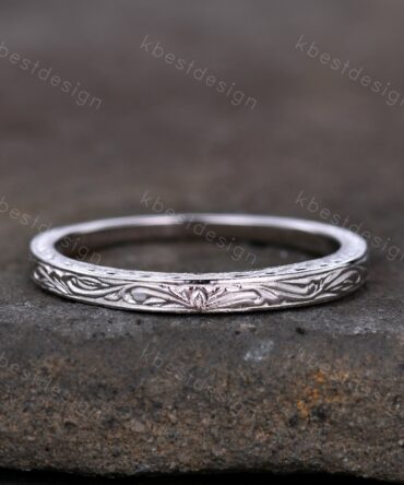 Vintage Filigree Wedding Band Antique Plain Gold Wedding Ring Art deco band Bridal wedding ring Promise Anniversary gift for her