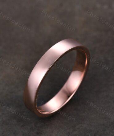 Mens Plain Wedding Band in Rose/White or Yellow Gold, 4mm Comfort Fit Wedding Band, Mens Solitaire Ring, Solid Gold 10k/14k/18k Wedding Ring