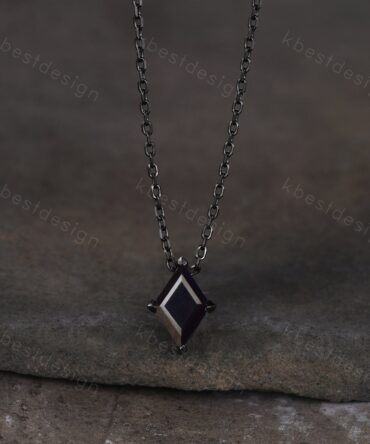 Lozenge cut Black Onyx Necklace Unique Black Gold Necklace Women Black Gemstone Necklace Unique Personalized Pendant Gift for Her
