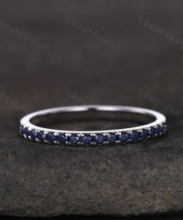 1.5mm blue sandstone wedding band sterling silver dainty stacking matching band galaxy sandstone ring for women anniversary gift