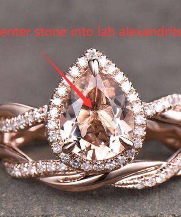 custom order for Christina Hamilton, 14k rose gold,size 7, 2 ring set, change center stone into lab alexandrite